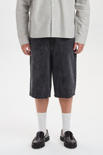 DXHarri Wide Fit Denim Shorts Black