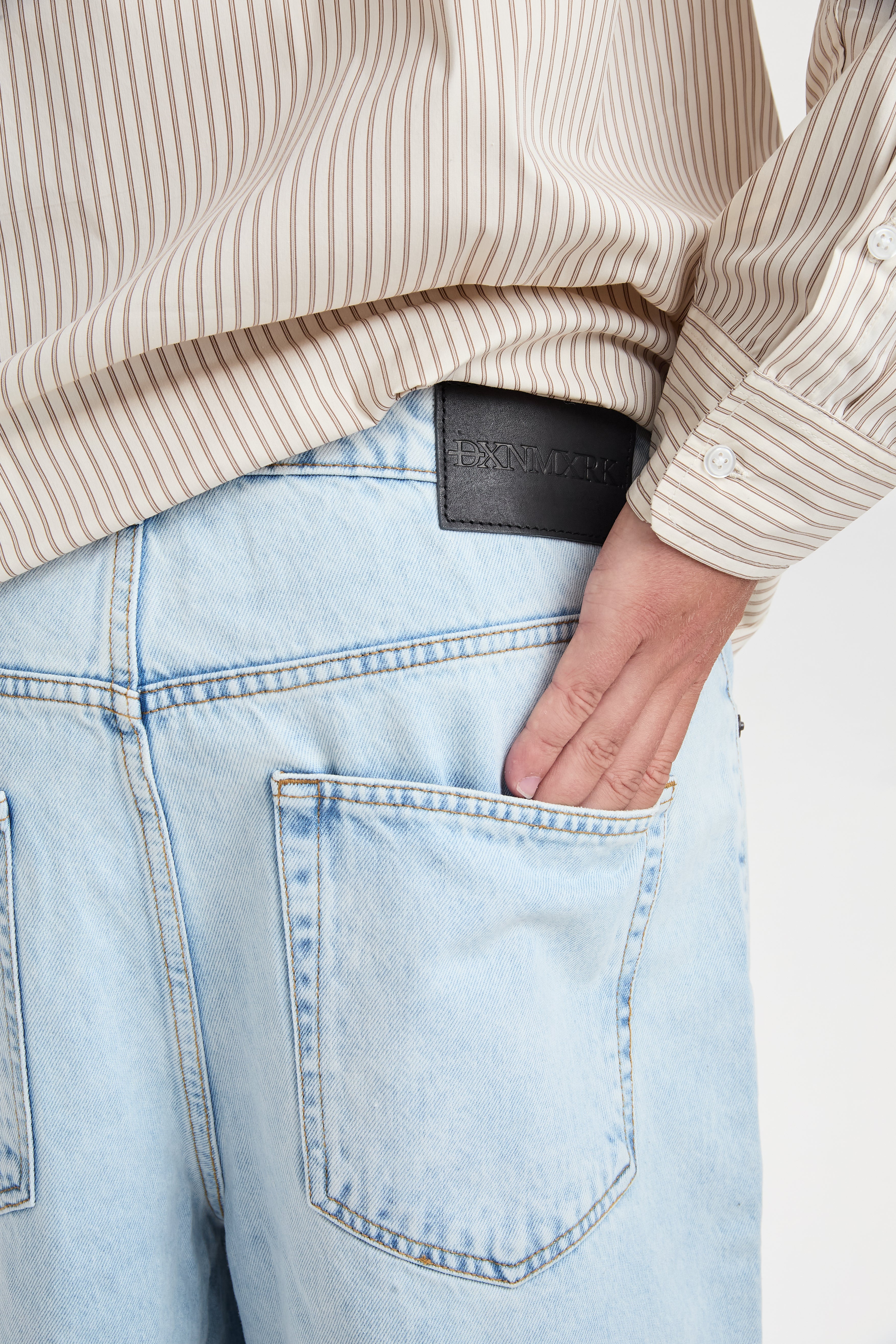 DXHarri Wide Fit Denim Shorts Light Blue