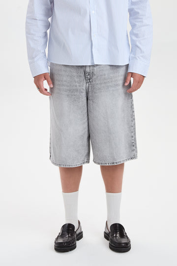 DXHarri Wide Fit Denim Shorts Grey
